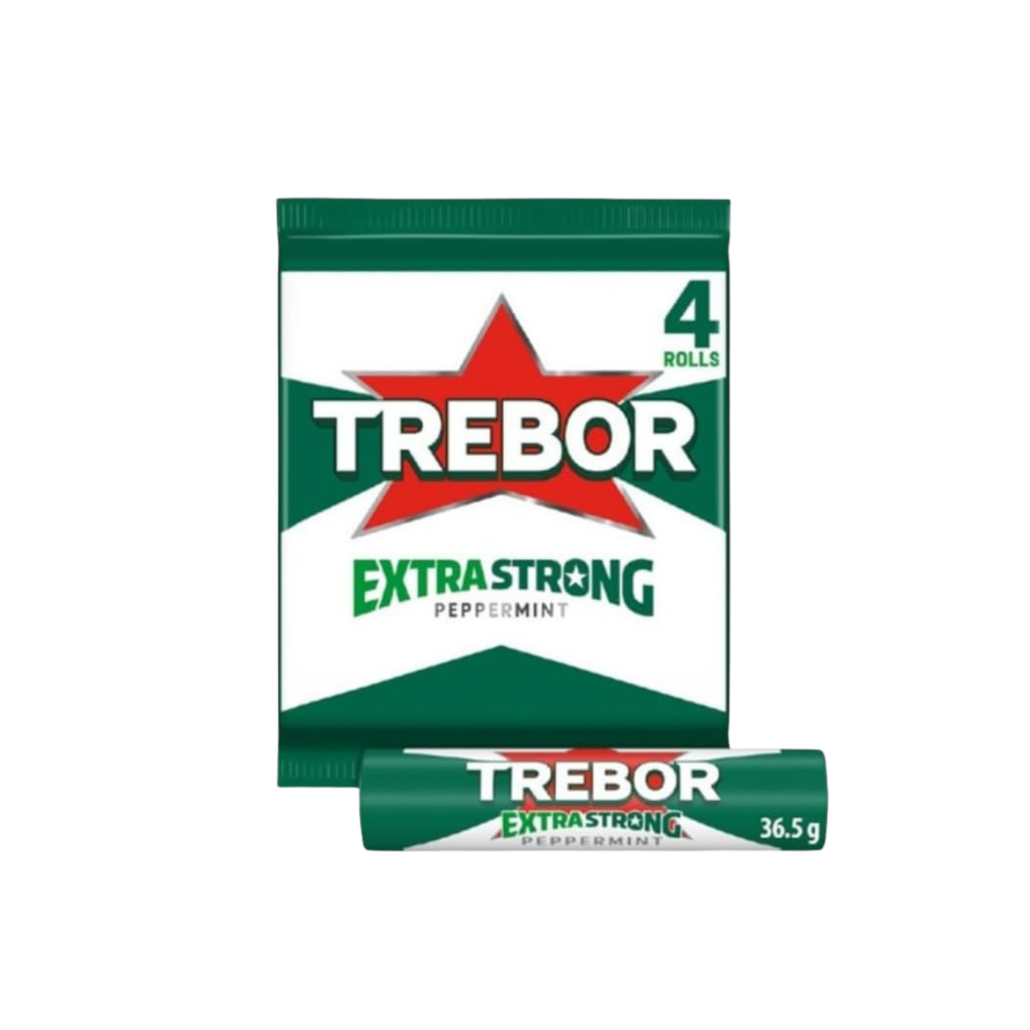 Trebor Extra Strong Peppermint Rolls(4 Packs x 4 Rolls)
