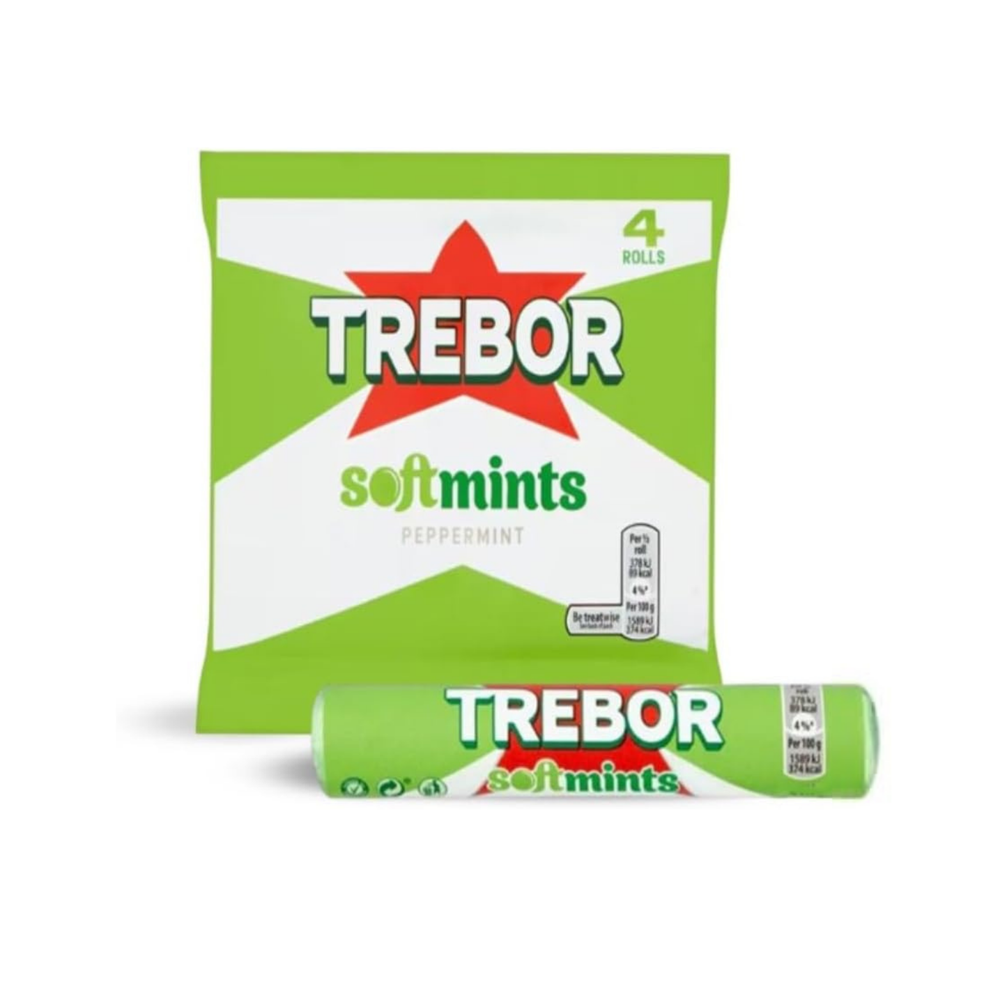 Trebor Softmints Peppermint Rolls (4 Packs x 4 Rolls)