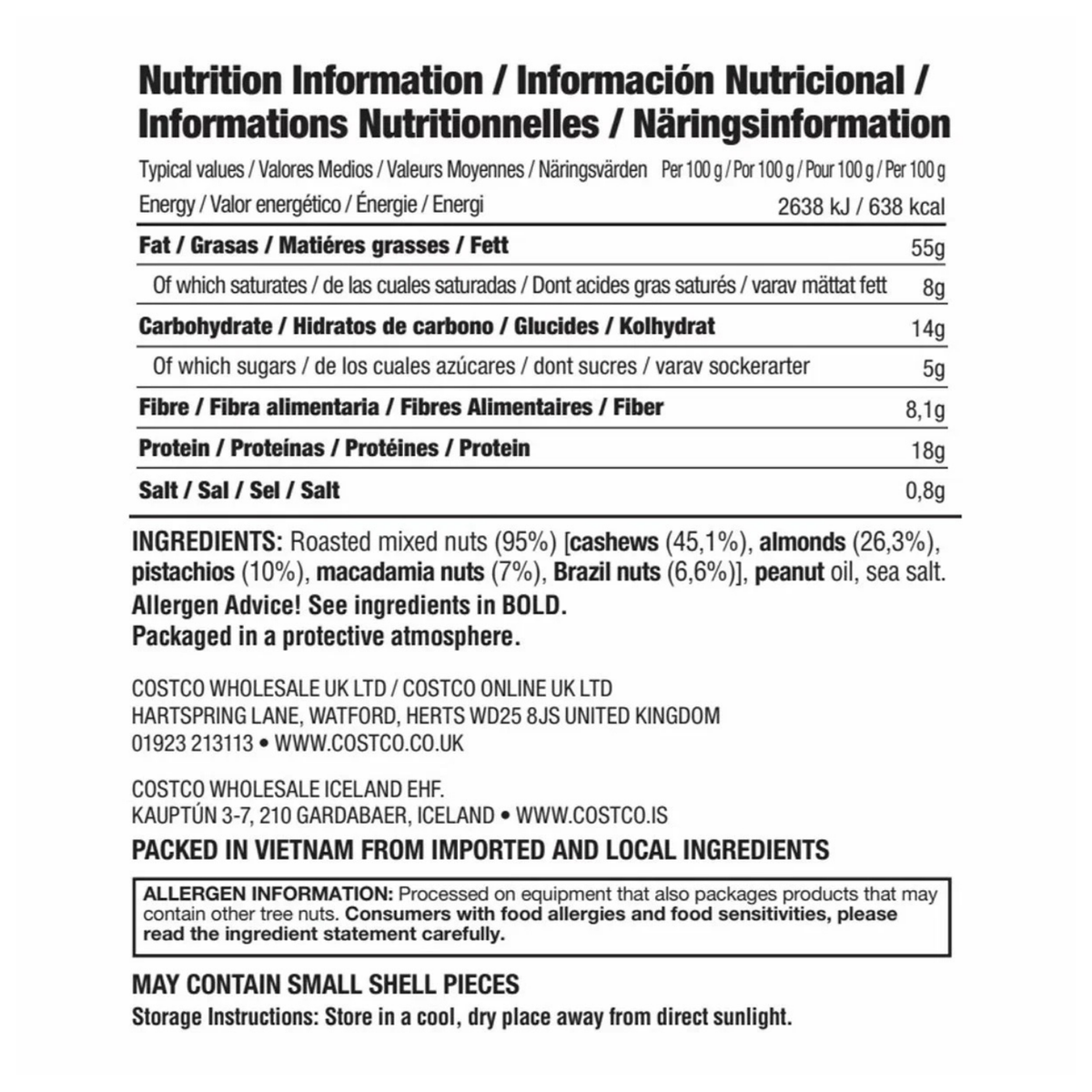 Kirkland Salted Mixed Nuts 1.13kg