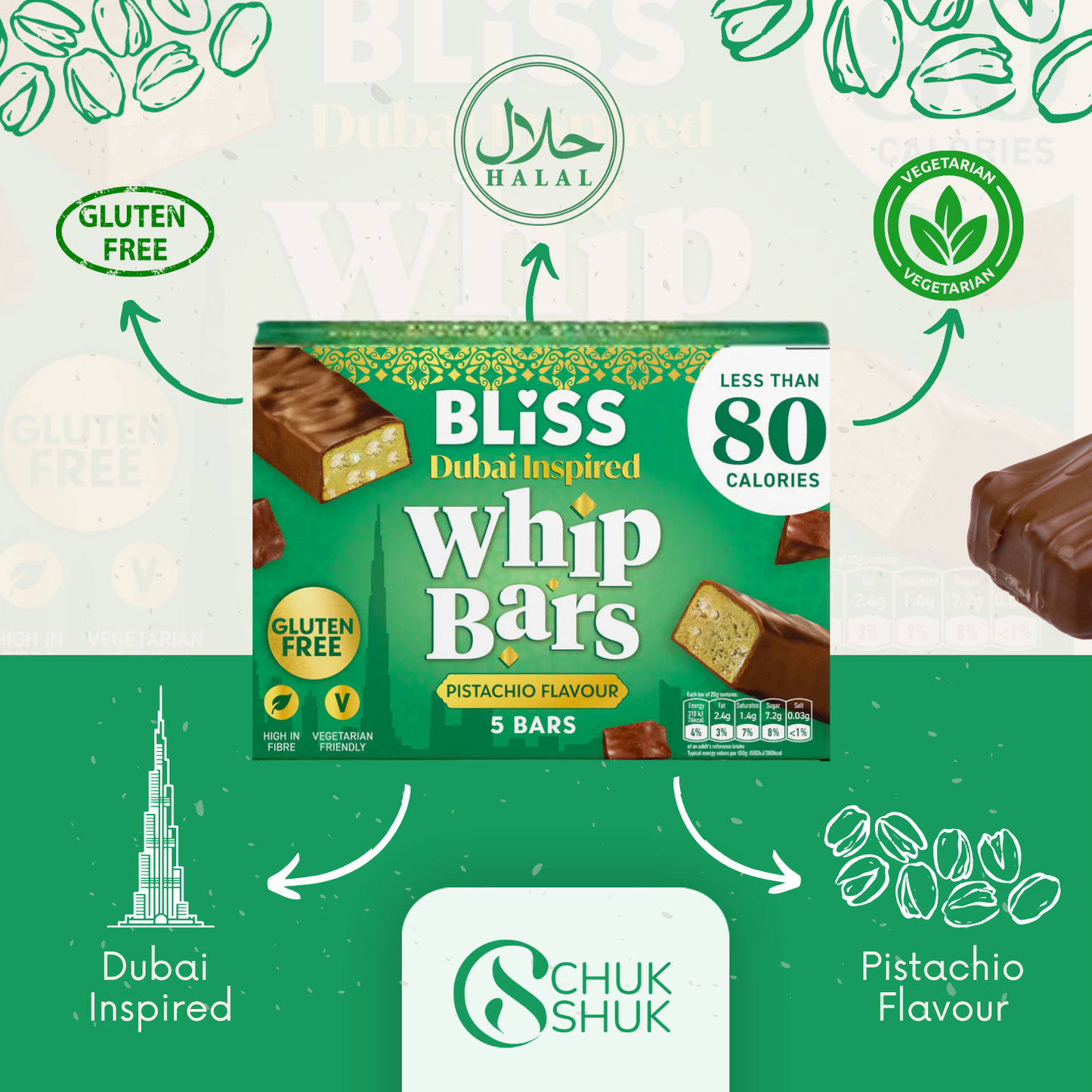 Bliss Whip Bars(Pack of 3)-Pistachio Flavour