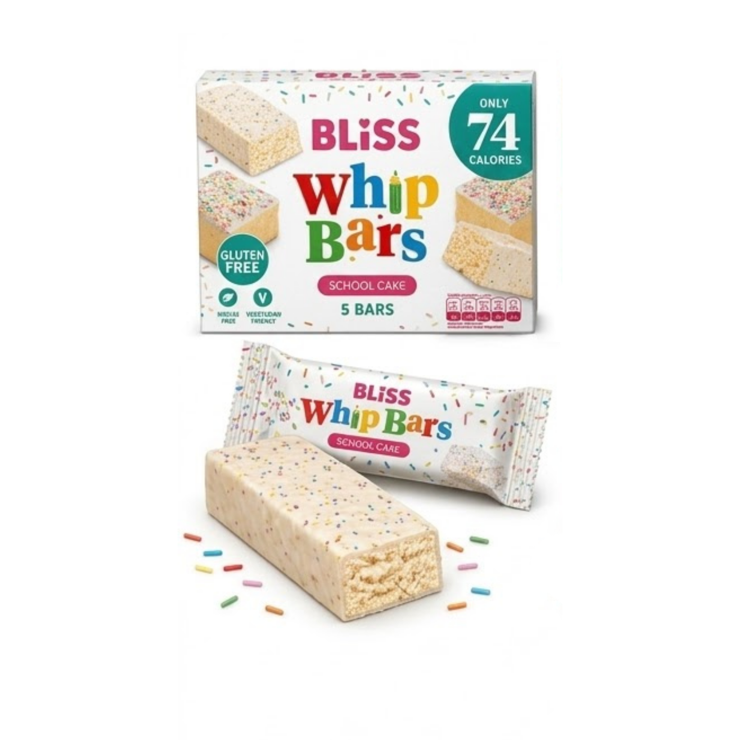 Bliss Whip Bars School Cake Flavour 5 x 20g Bars (Pack of 3 Boxes)