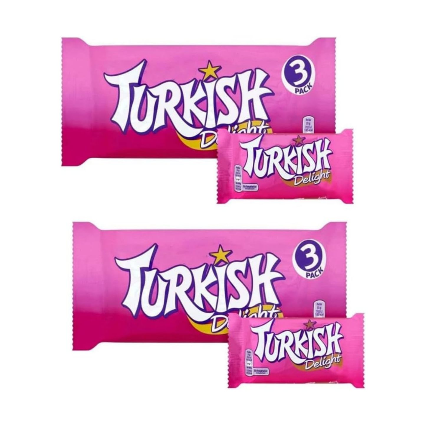 Turkish Delight Chocolate Bars 153g-Pack of 2, (6 Bars Total)