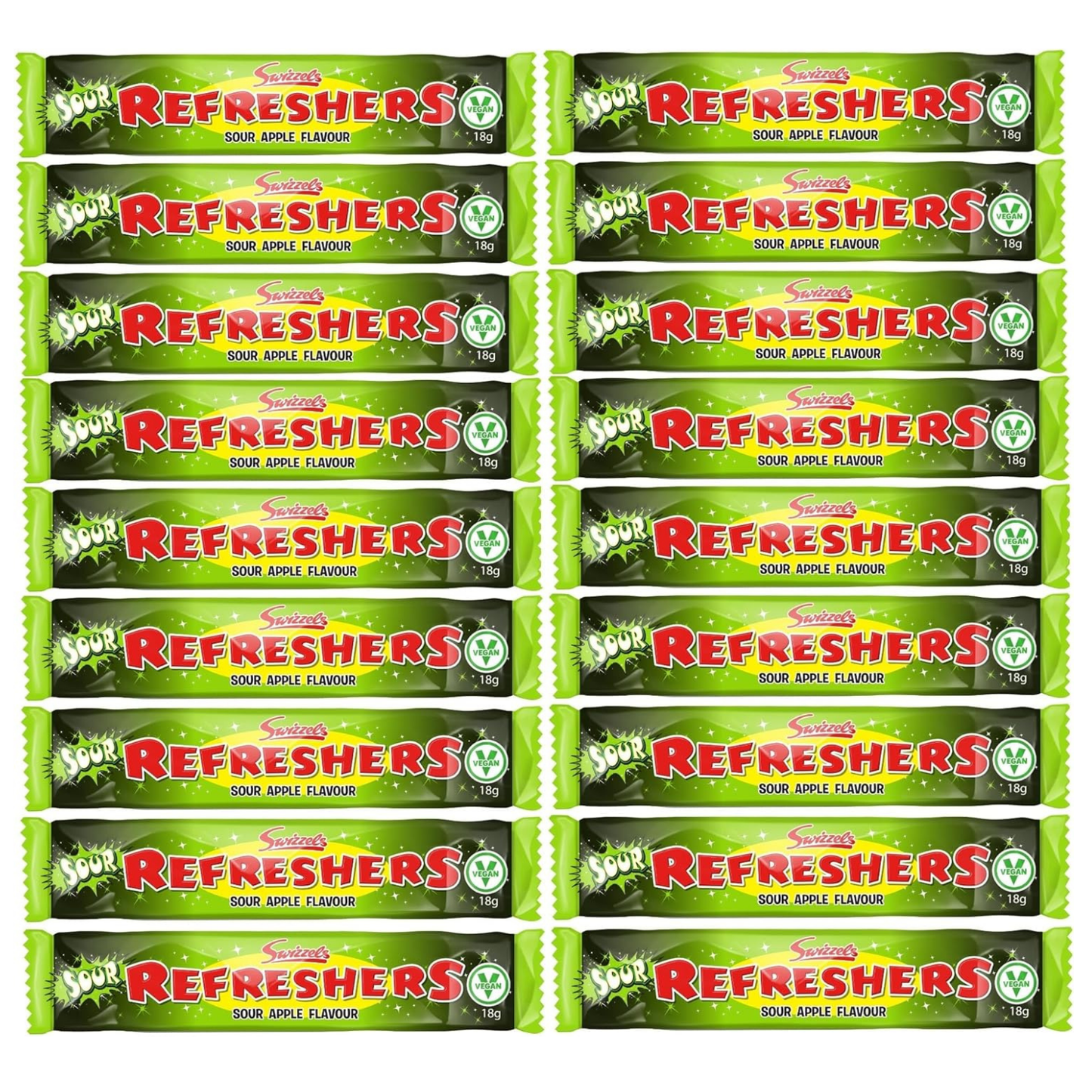 Swizzels Retro Classic Chew Bars, Sour Apple Refreshers x18