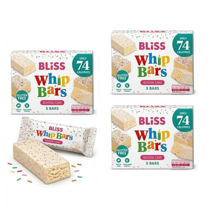 Bliss Whip Bars School Cake Flavour 5 x 20g Bars (Pack of 3 Boxes)