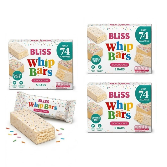 Bliss Whip Bars School Cake Flavour 5 x 20g Bars (Pack of 3 Boxes)