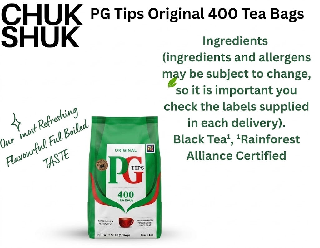 PG Tips Original Black Tea Bags – 400 Bags (1.16kg)