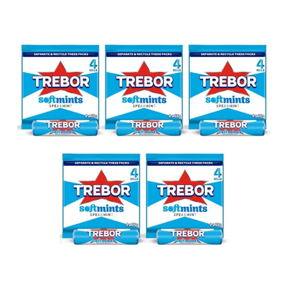 Trebor Softmints Spearmint Rolls(5 Packs x 4 Rolls)