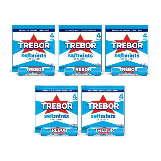 Trebor Softmints Spearmint Rolls(5 Packs x 4 Rolls)