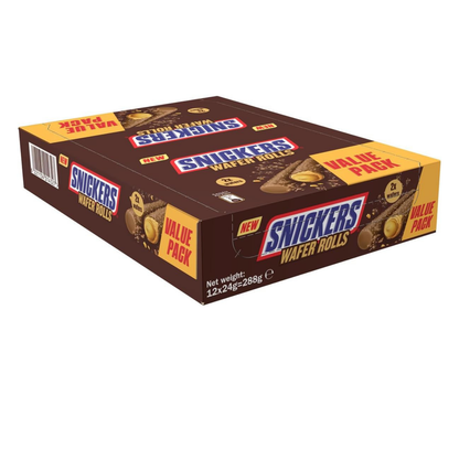 Snickers Wafer Rolls Value Pack, 12 x 24 g