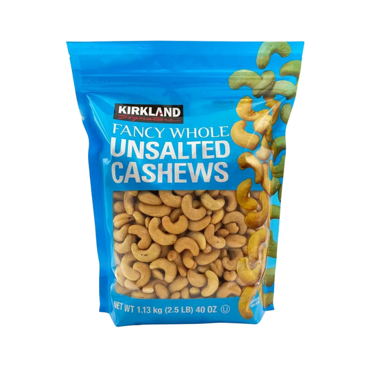 Kirkland Unsalted and Roasted Cashews, 1.13kg
