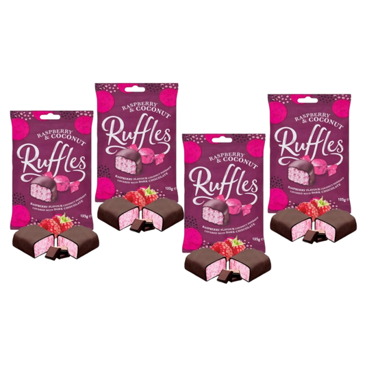 Raspberry and Coconut Ruffles Chocolate 135g (Pack of 4)