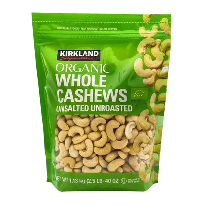 Kirkland Organic Whole Cashews Unsalted Unroasted, 1.13kg