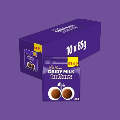 Cadbury Dairy Milk Buttons Chocolate Bags Full Box PMP 85g - ( Pack of 10 )
