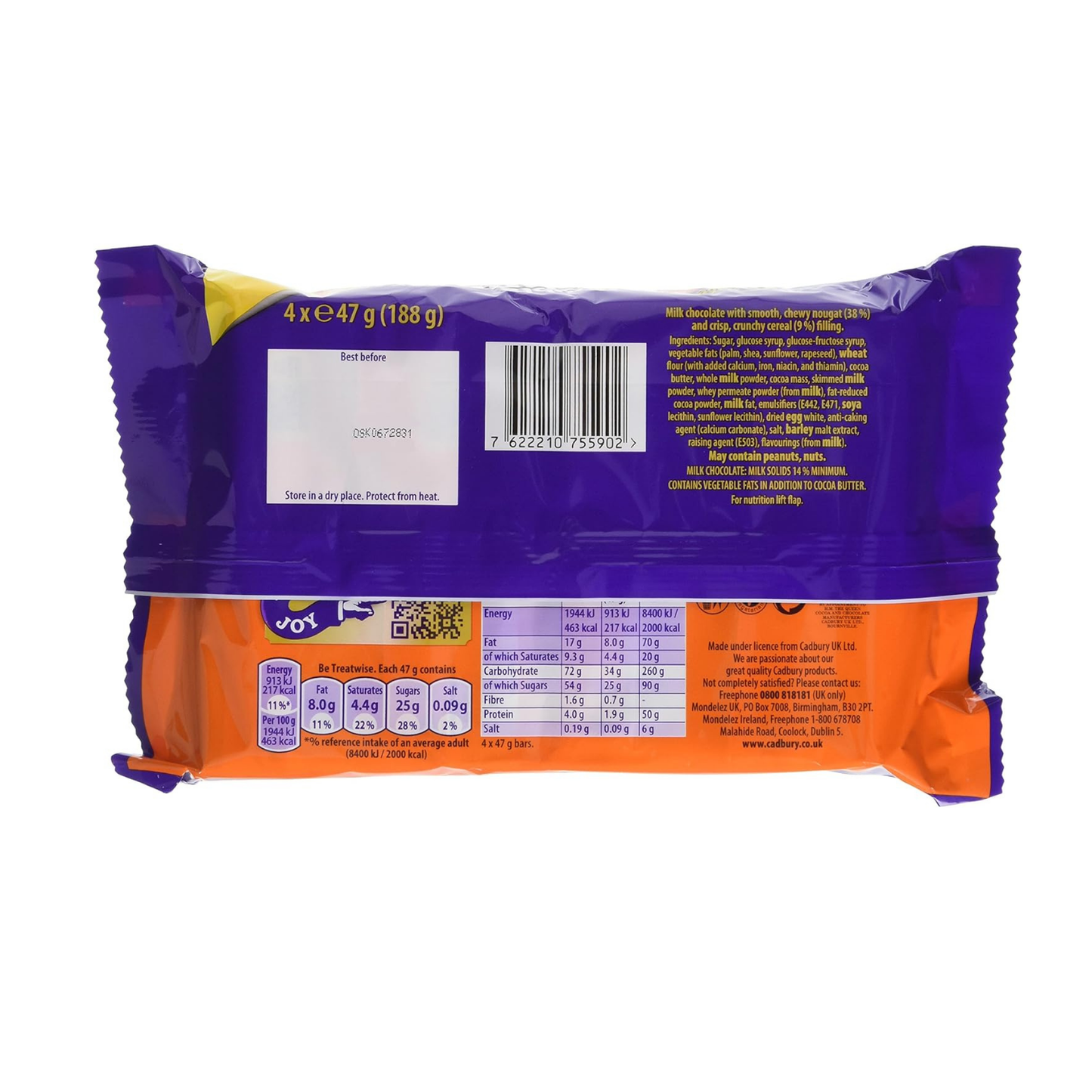 Cadbury Double Decker Chocolate Bar (Pack of 8)