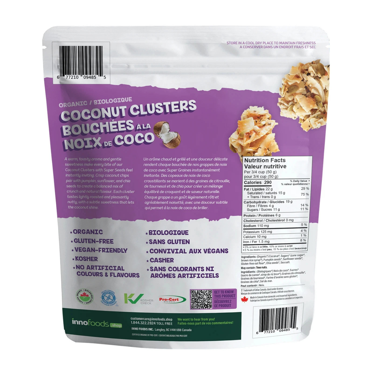 InnoFoods Organic Coconut Clusters With Super Seeds 500g