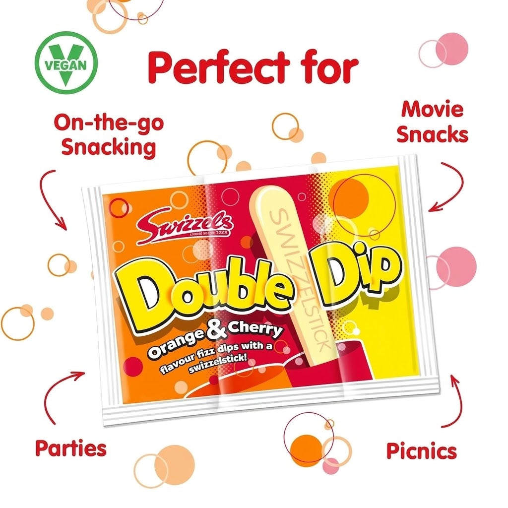 Swizzels Double Dip Orange & Cherry (Box of 36 x 19g – 684g)