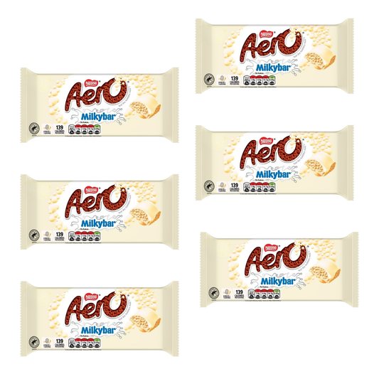 Aero Milkybar White Chocolate 90g (Pack of 6)