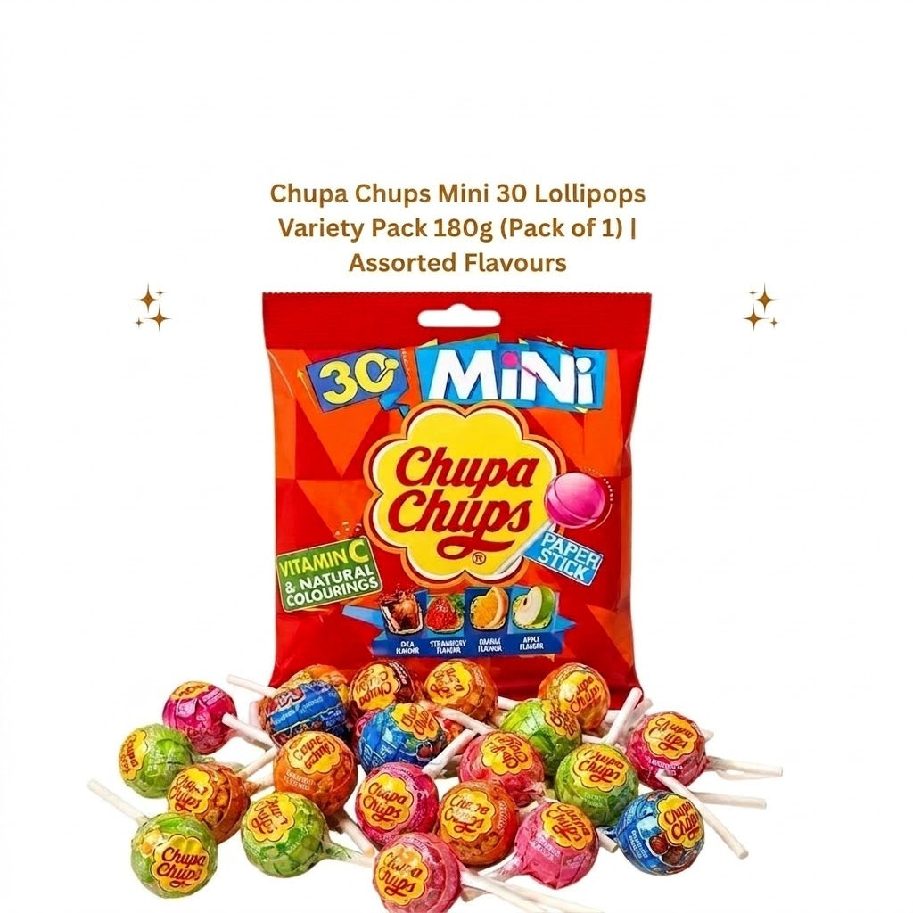 Chupa Chups Mini Lollipops – 30 Assorted Fruity Flavours (180g)