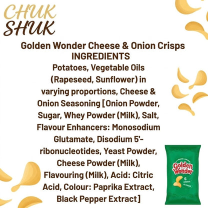 Golden Wonder Cheese & Onion Crisps 6X25g - (Pack of 3)
