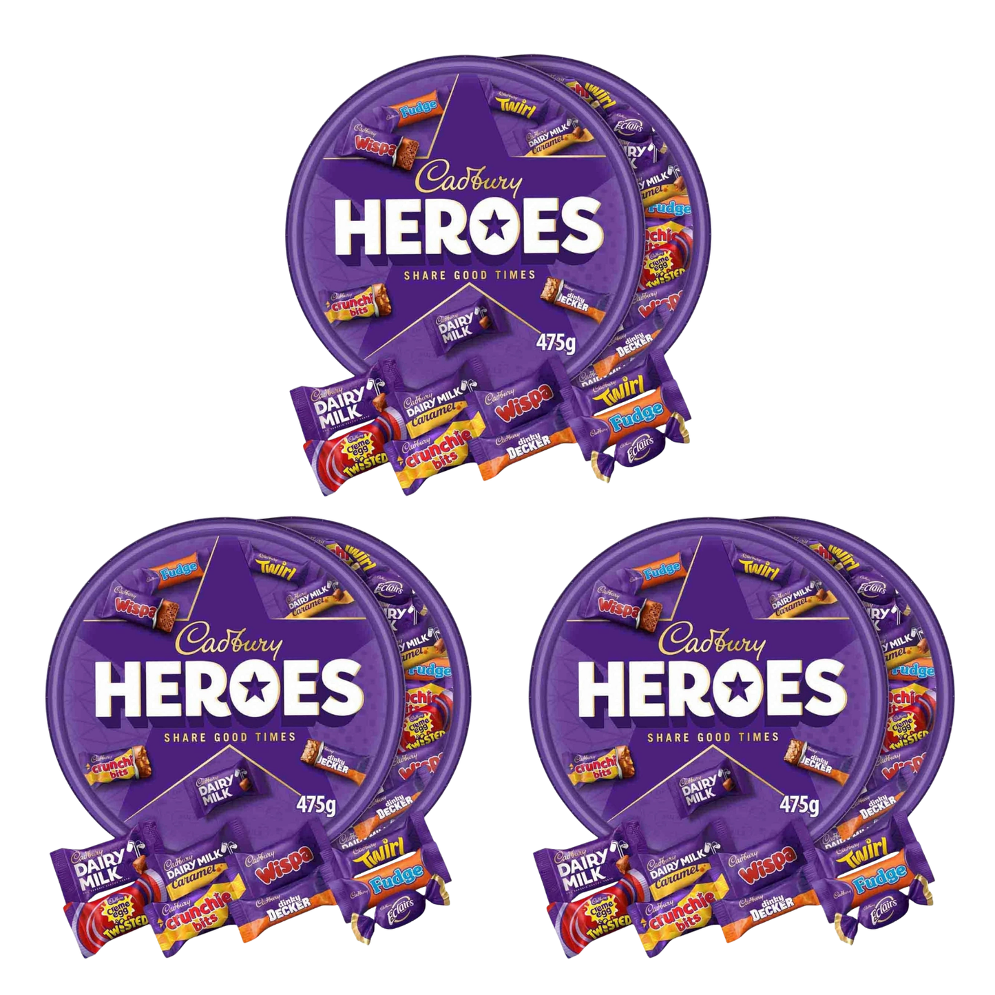 Cadbury Heroes Chocolate Tub 475g (3 Tubs)