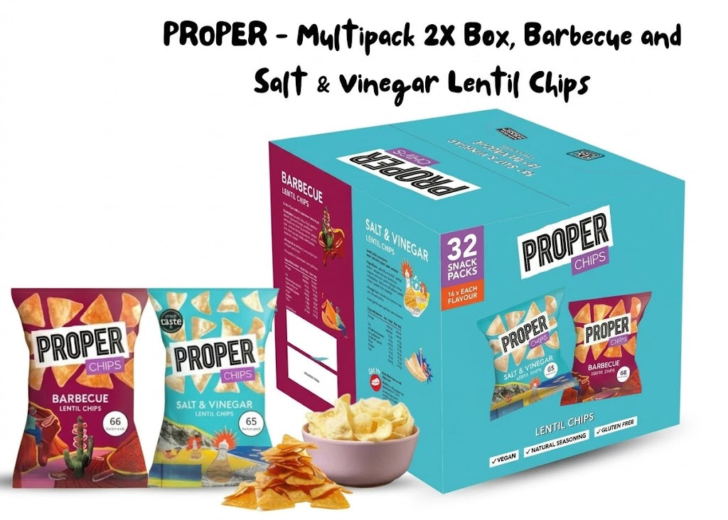 PROPER CHIPS Healthy Snack Multipack (32 Pack x 14g) – BBQ & Salt & Vinegar