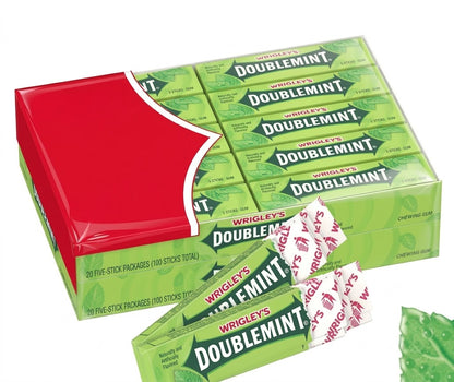 Wrigley's Doublemint Chewing Gum Twin Box Pack (40 Packs x 5 Sticks, 200 Sticks Total)