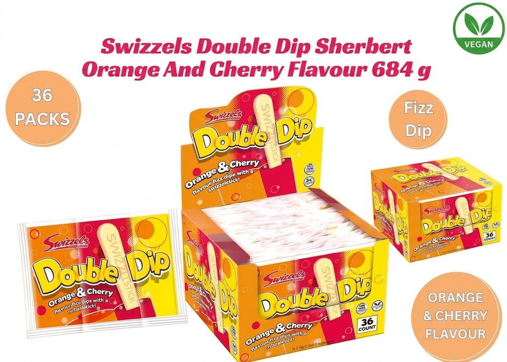 Swizzels Double Dip Orange & Cherry (Box of 36 x 19g – 684g)
