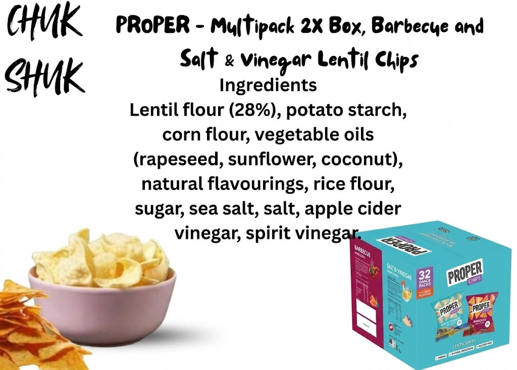 PROPER CHIPS Healthy Snack Multipack (32 Pack x 14g) – BBQ & Salt & Vinegar