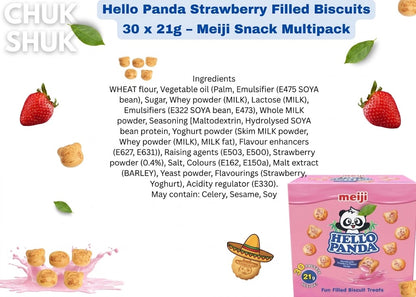 Meiji Hello Panda Strawberry Filled Biscuits 21g - (Pack of 30 ) Limited Edition