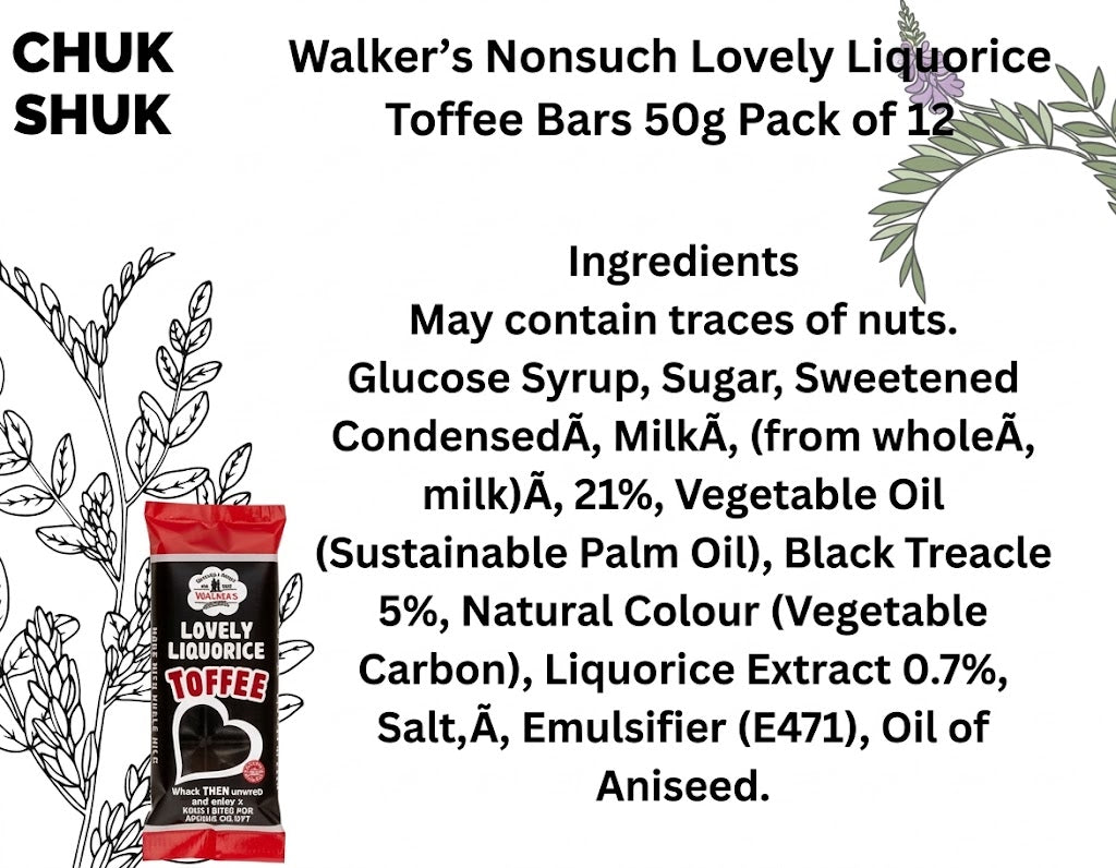 Walkers Nonsuch Lovely Liquorice Toffee Bars 50g (Box of 24 Bars)