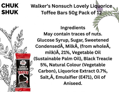 Walkers Nonsuch Lovely Liquorice Toffee Bars 50g (Box of 24 Bars)