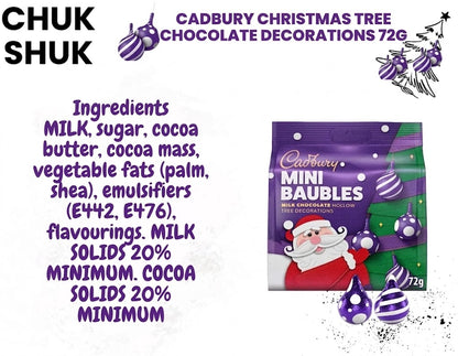 Cadbury Mini Baubles Christmas Tree Chocolate Decorations 72g (Pack of 3)