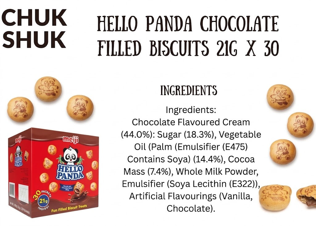 Meiji Hello Panda Chocolate Filled Biscuits, 30 x 21g