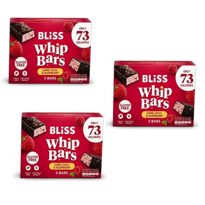 Bliss Whip Dark Chocolate & Raspberry 5 x 20g Bars (Pack of 3)