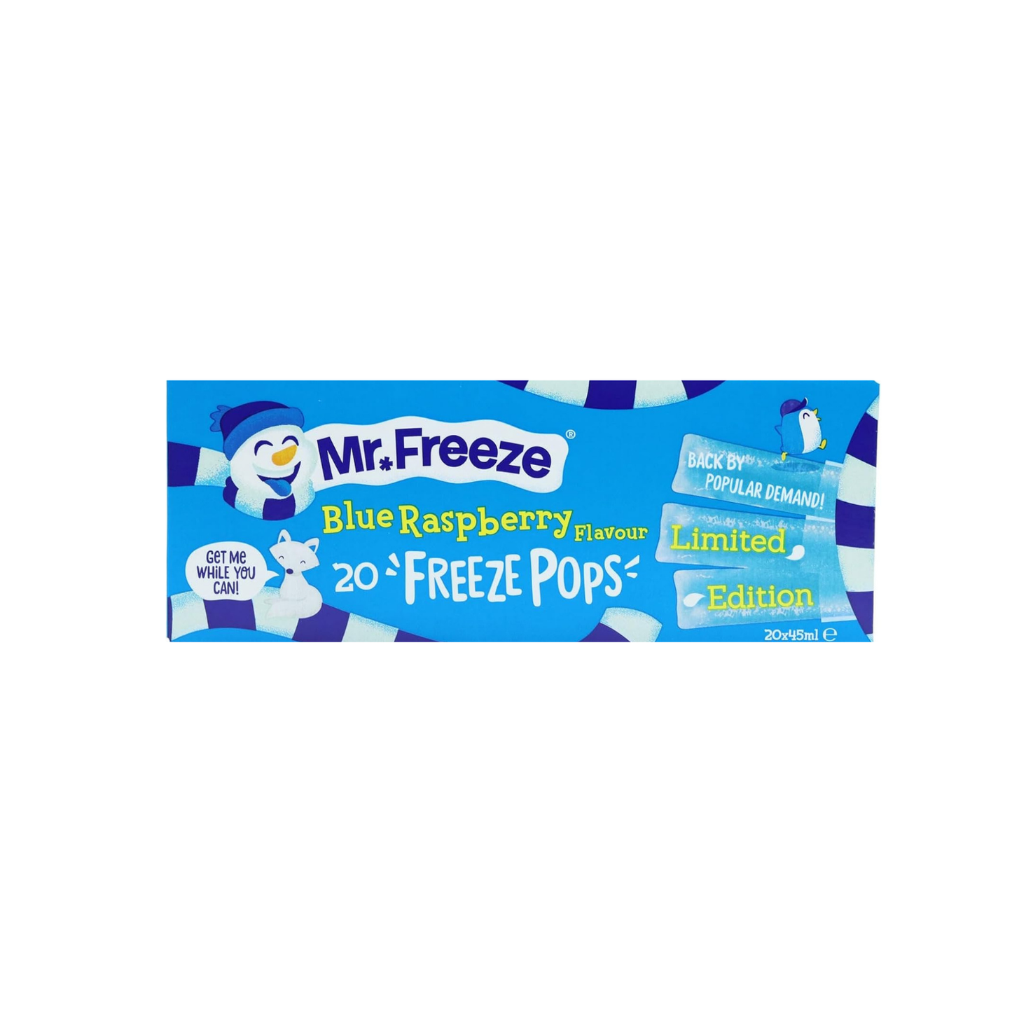 Mr. Freeze Blue Raspberry Ice Pops 20 x 45ml (Pack of 3)