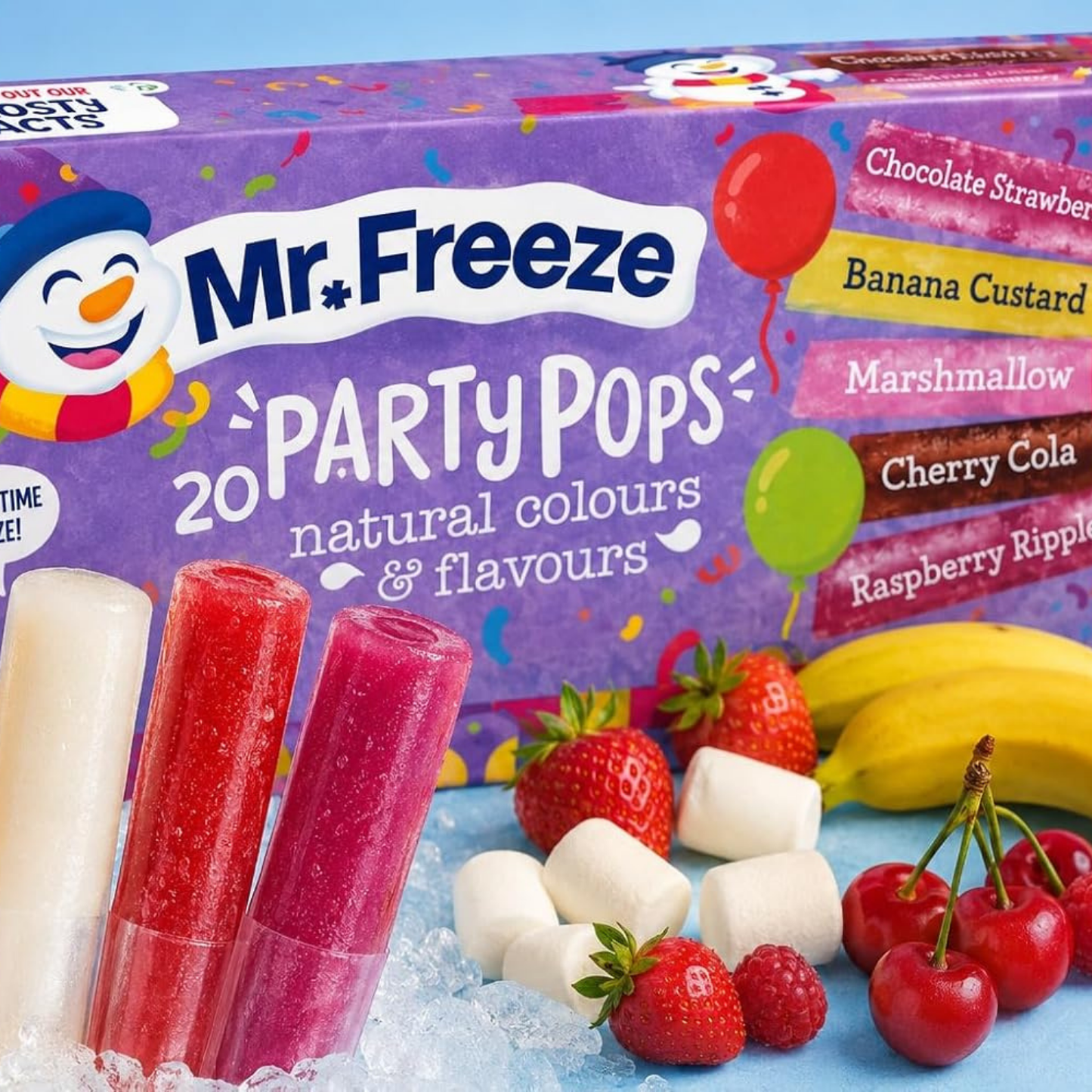 Mr. Freeze Party Pops Mixed Flavour 20 x 45ml (Pack of 3)