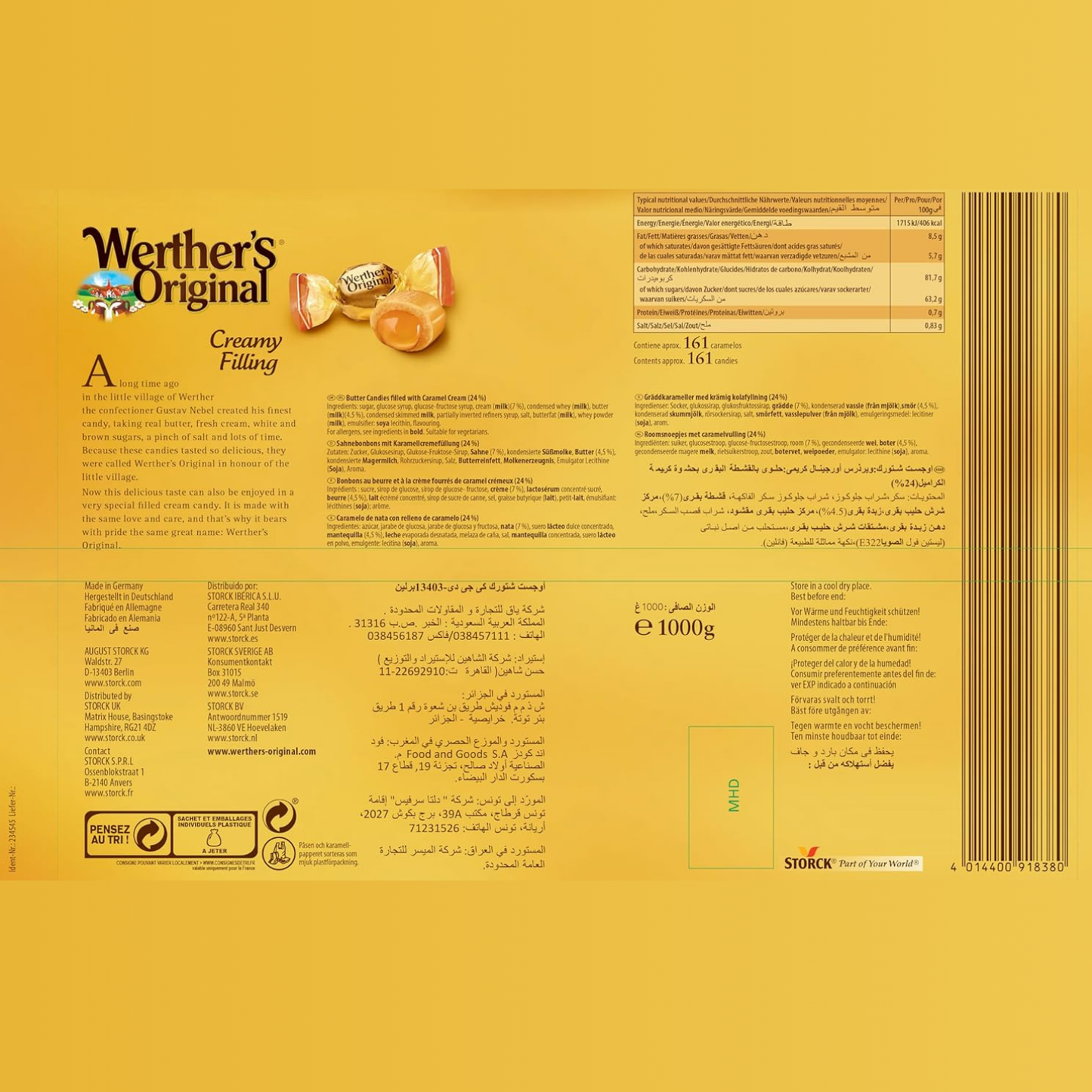 Werther's Original Creamy Filling Candies - 1 Kg pack