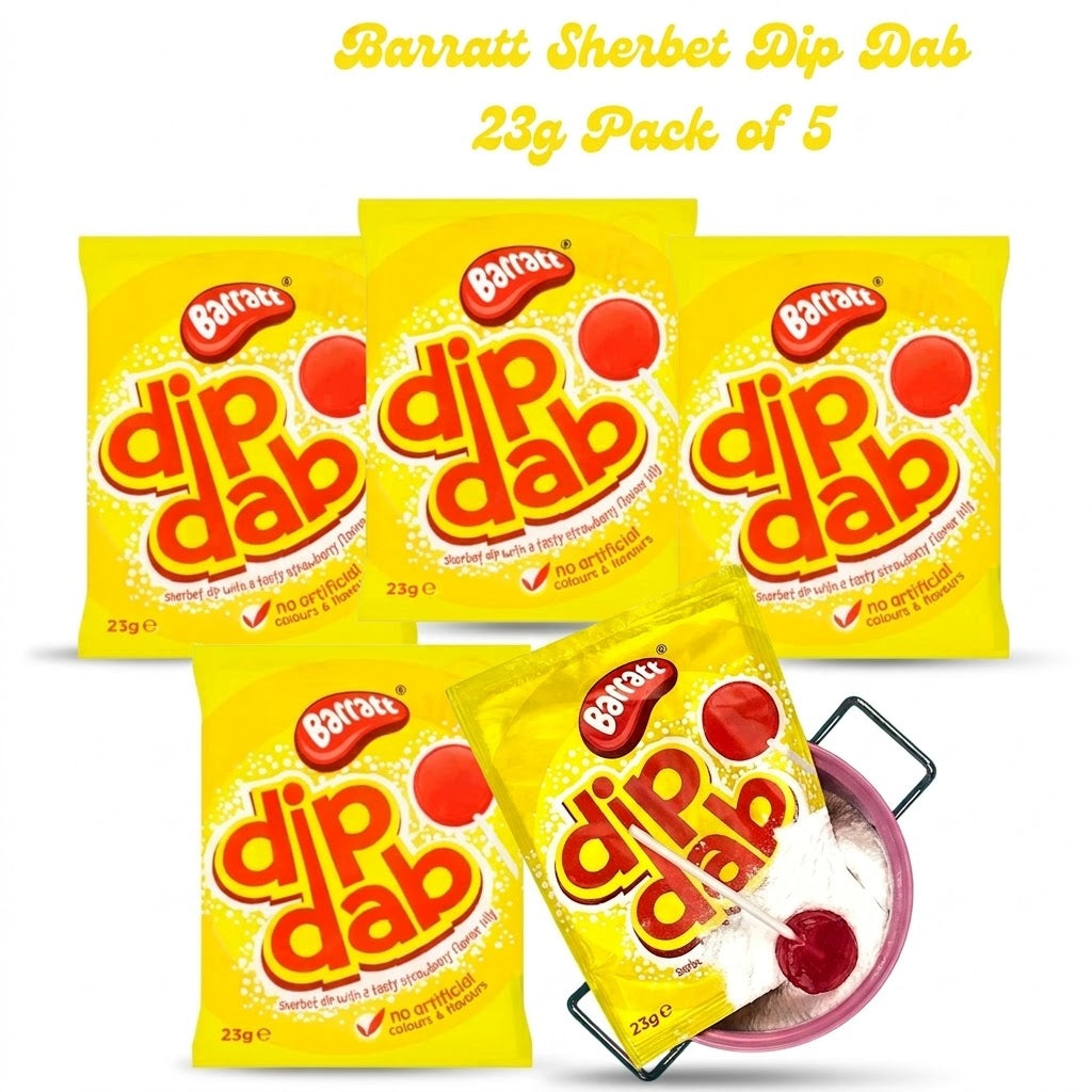 Barratt Sherbet Dip Dab – Strawberry Flavour Lollies (Pack of 5 x 23g)