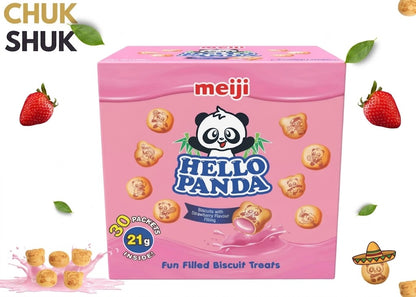 Meiji Hello Panda Strawberry Filled Biscuits 21g - (Pack of 30 ) Limited Edition