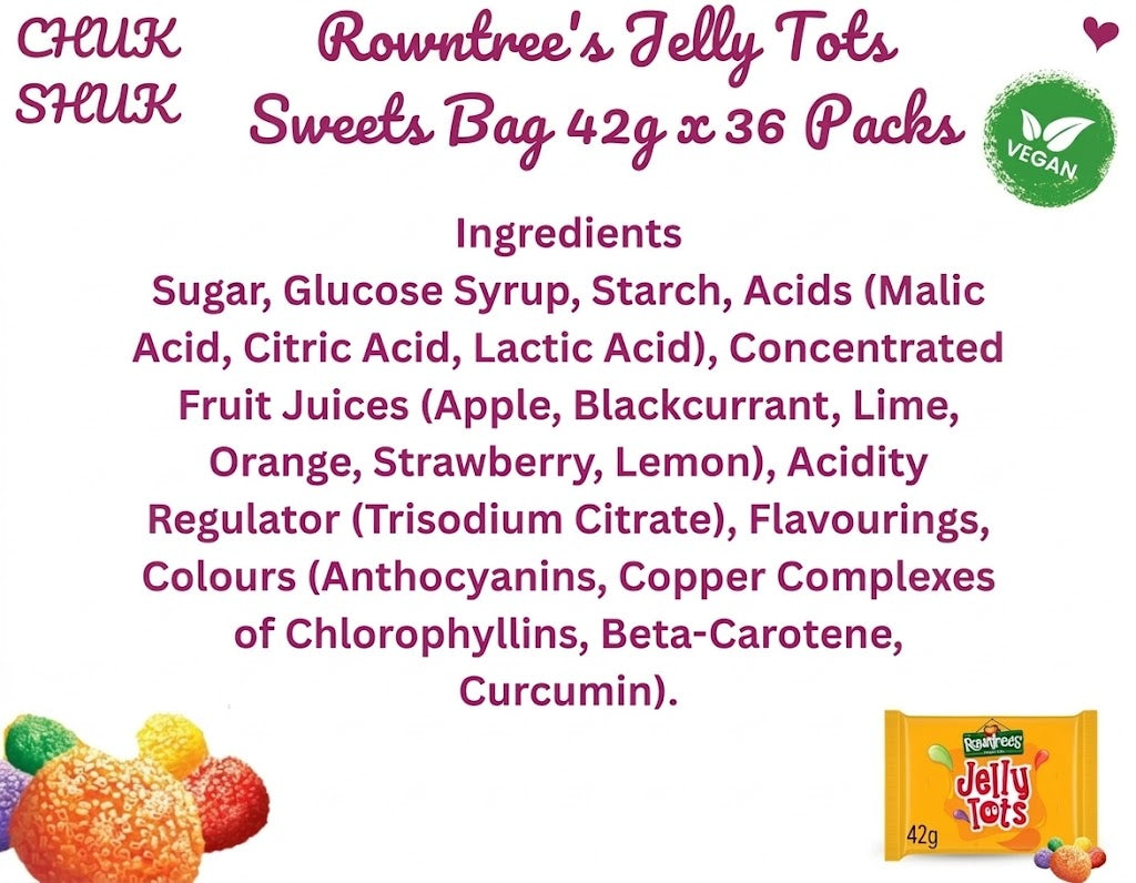 Rowntree's Jelly Tots Sweets (42g x 36 Full Box)