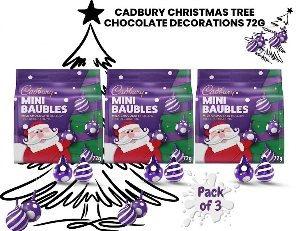 Cadbury Mini Baubles Christmas Tree Chocolate Decorations 72g (Pack of 3)