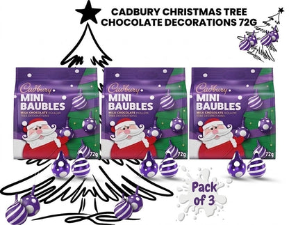 Cadbury Mini Baubles Christmas Tree Chocolate Decorations 72g (Pack of 3)