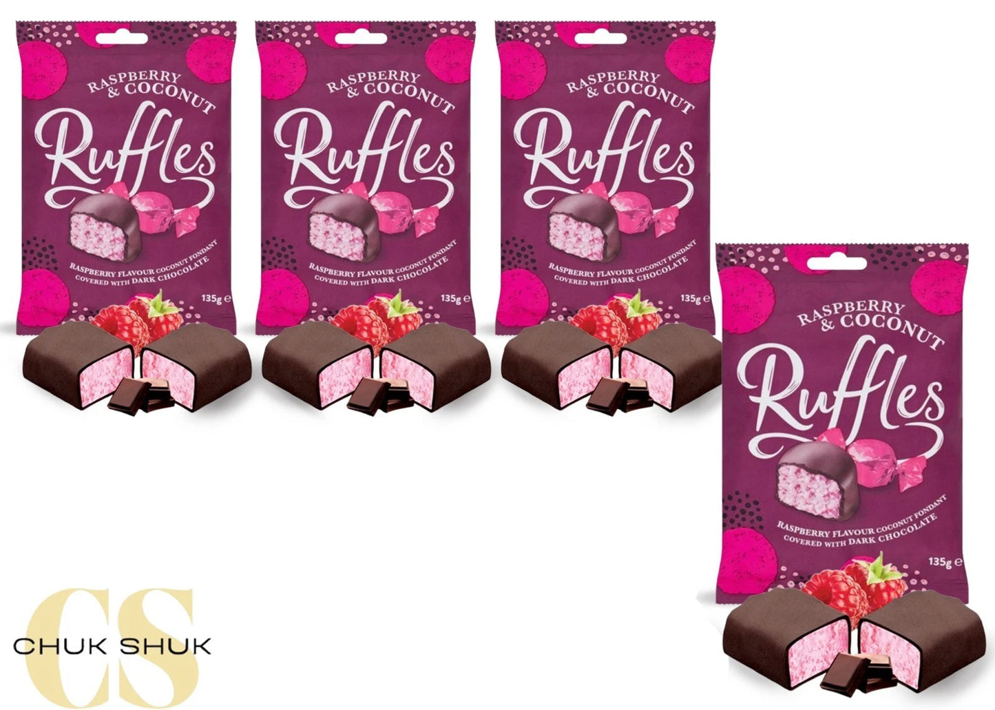 Jamesons Raspberry Ruffles Sweets (4 x 135g Multipack)