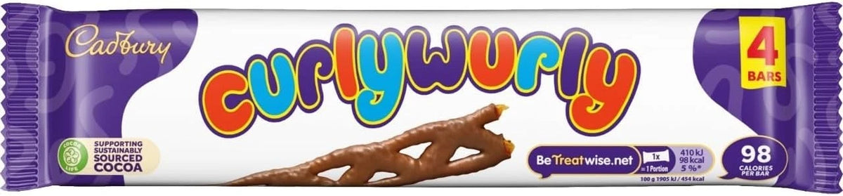 Cadbury Curly Wurly Multipack (5 Packs x 4 Bars, 20 Total)