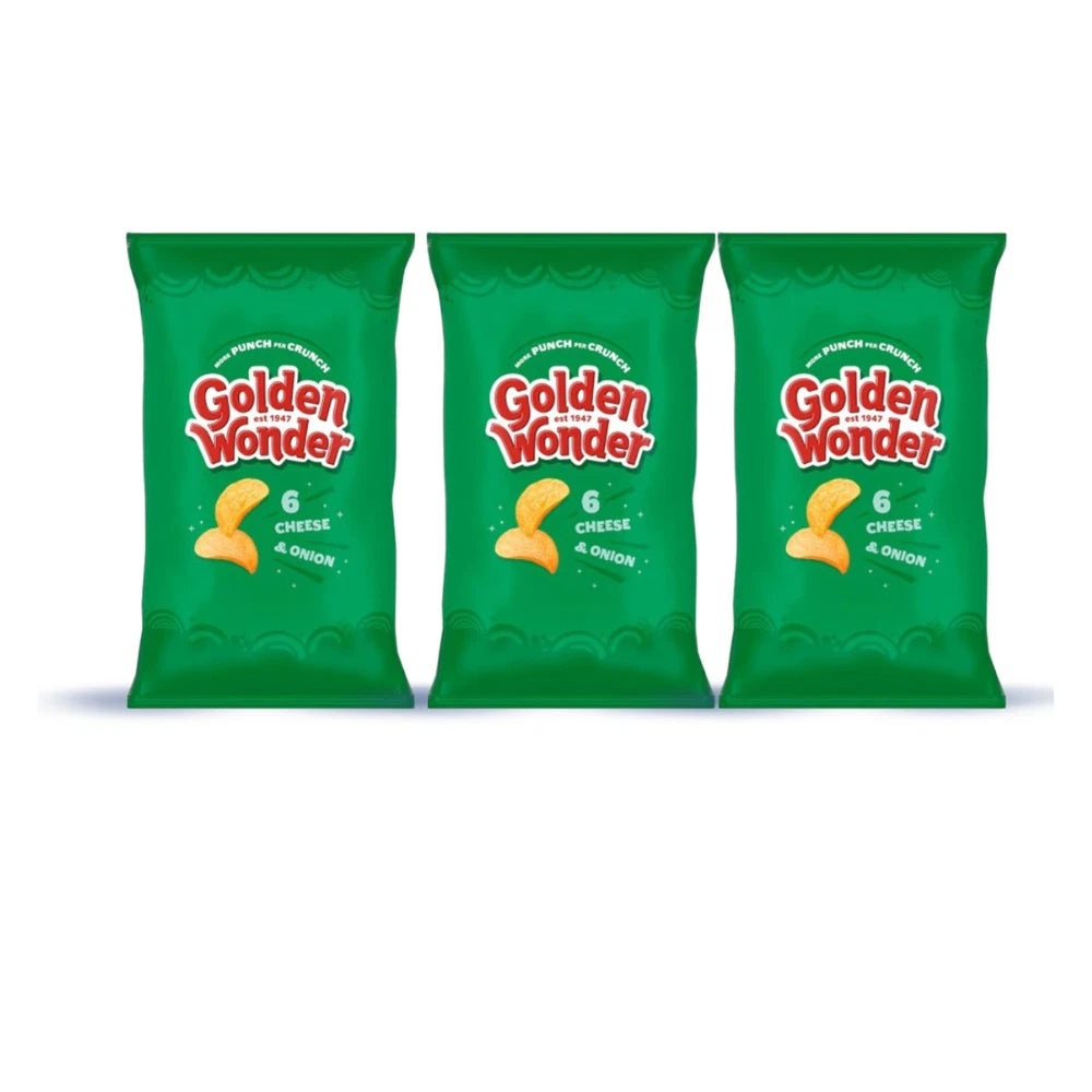 Golden Wonder Cheese & Onion Crisps 6X25g - (Pack of 3)