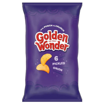 Golden Wonder Pickled Onion Crisps Multipack (3 x 6 Packs, 18 Bags Total)