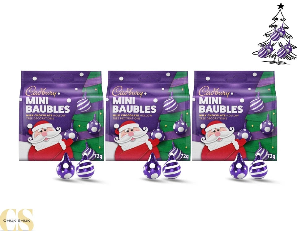 Cadbury Mini Baubles Christmas Tree Chocolate Decorations 72g (Pack of 3)
