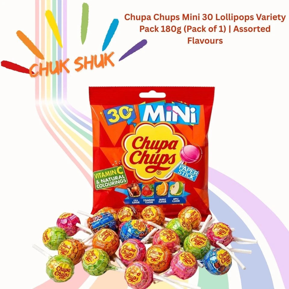 Chupa Chups Mini Lollipops – 30 Assorted Fruity Flavours (180g)