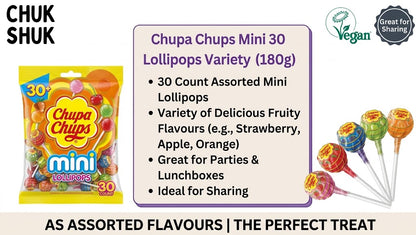 Chupa Chups Mini Lollipops – 30 Assorted Fruity Flavours (180g)