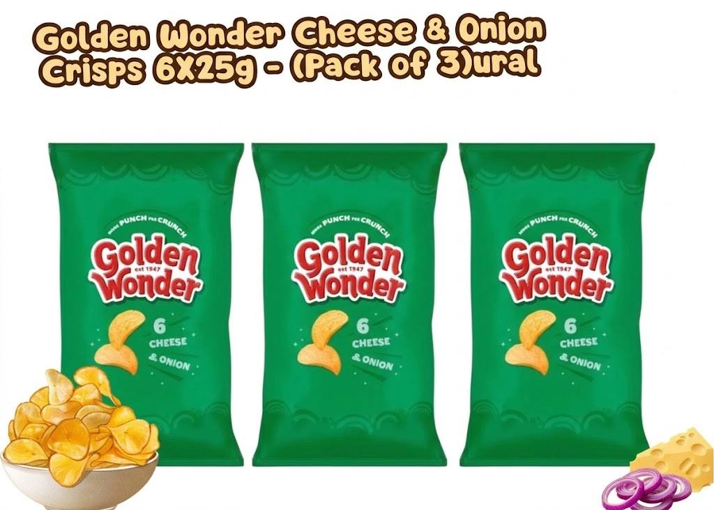 Golden Wonder Cheese & Onion Crisps 6X25g - (Pack of 3)